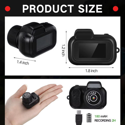 Mini Keychain Camera1080P 2MP Mini Body Camera, Portable Micro Video Camcorder with 0.96Inch Display for Kids Students Travel